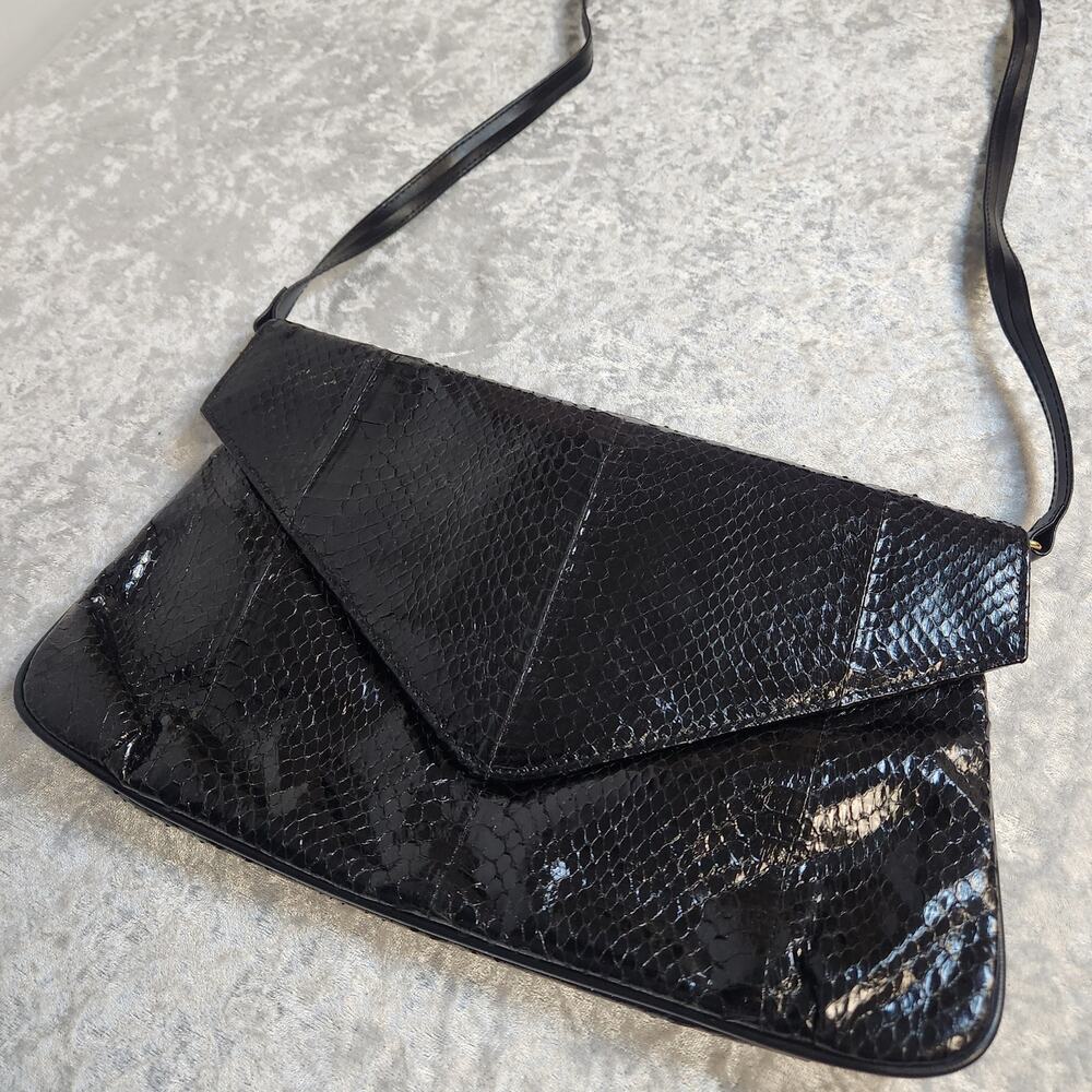 J Renee Black Snake Skin Leather Purse